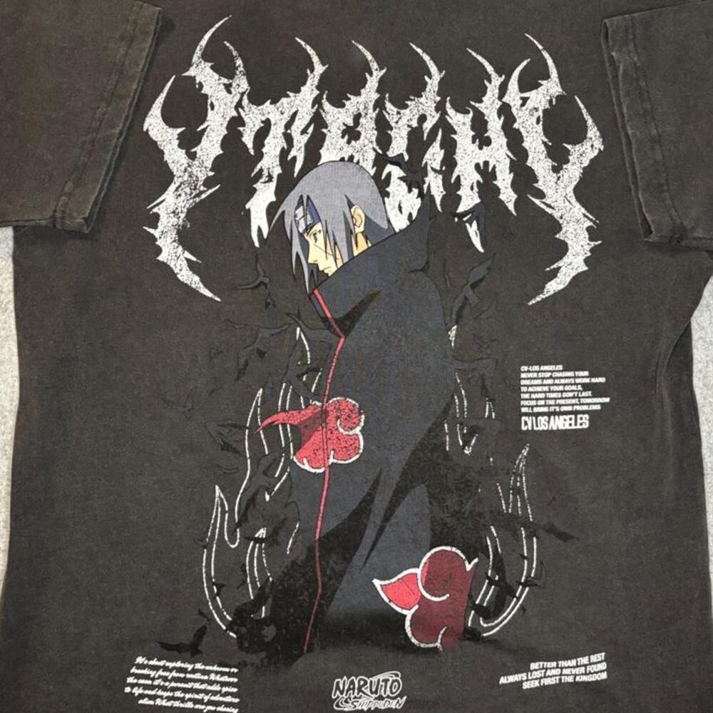 CVLA x Naruto Shippuden Itachi Uchiha Graphic T-Shirt Boxy Black Size M